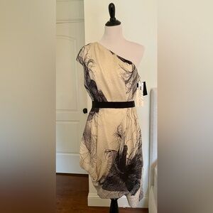 BNWT Lela Rose Silk Asymmetrical One Shoulder Cocktail Dress Size 14